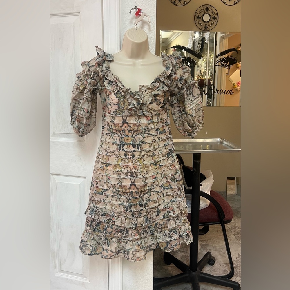 Aqua Multicolor Ruffle Mini Dress. SZ XS. Excellent condition.